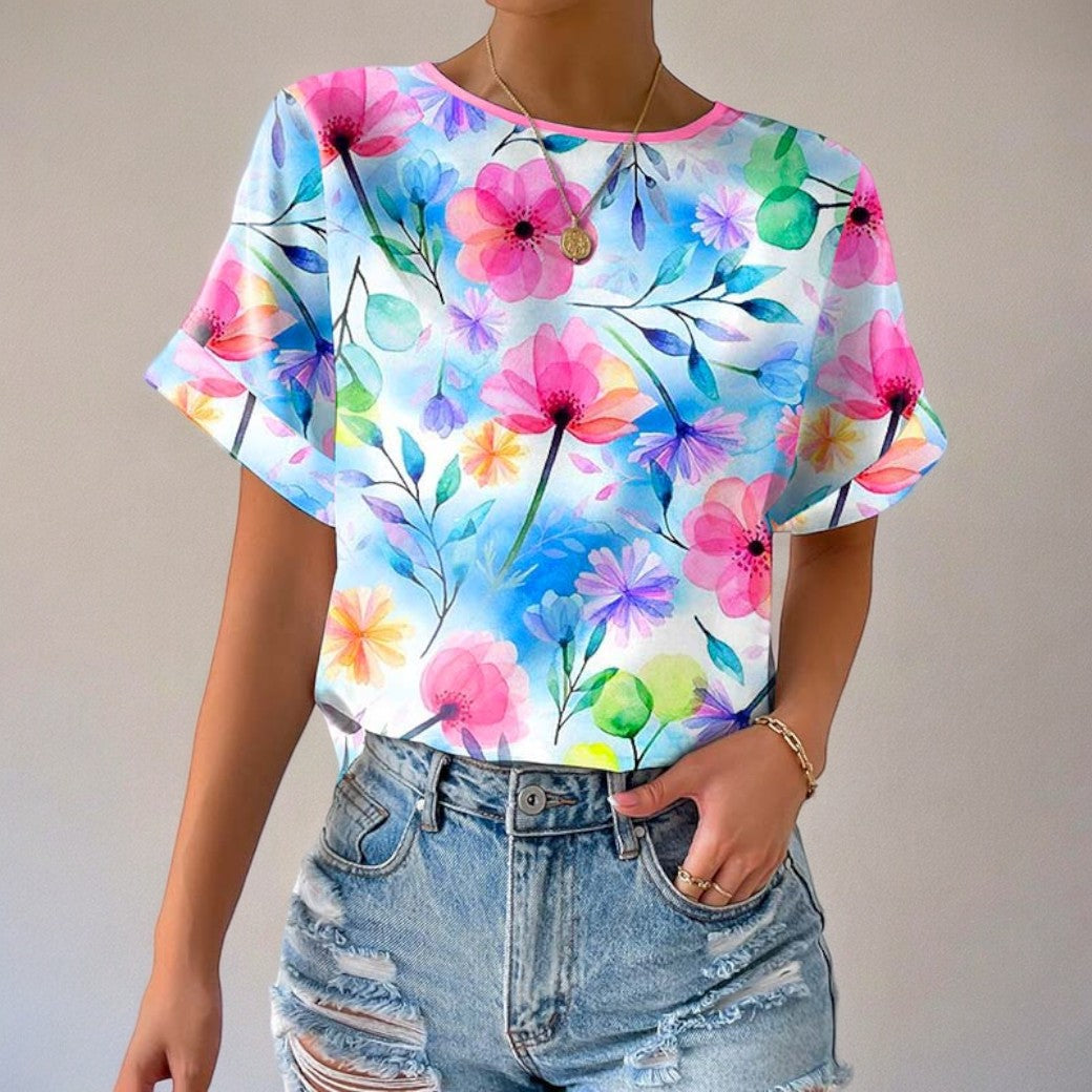 T-Shirt mit floraler Musterung für Damen