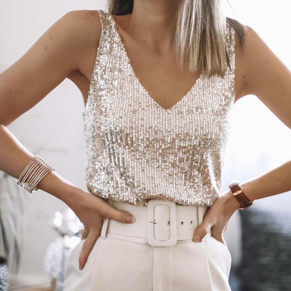 Glamouröses Cami mit V-Ausschnitt für Abendanlässe