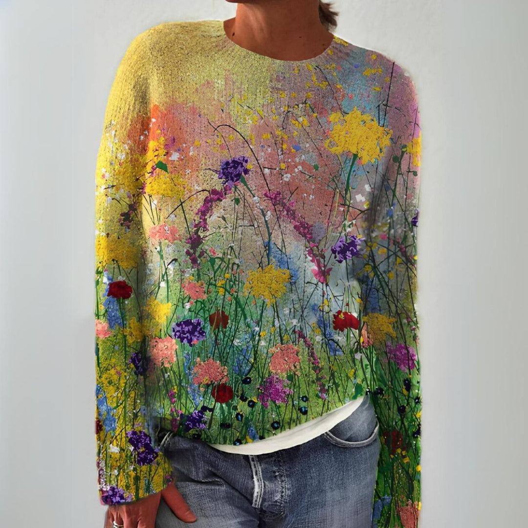 MARTA | Gemütlicher Pullover mit floraler Kunststickerei