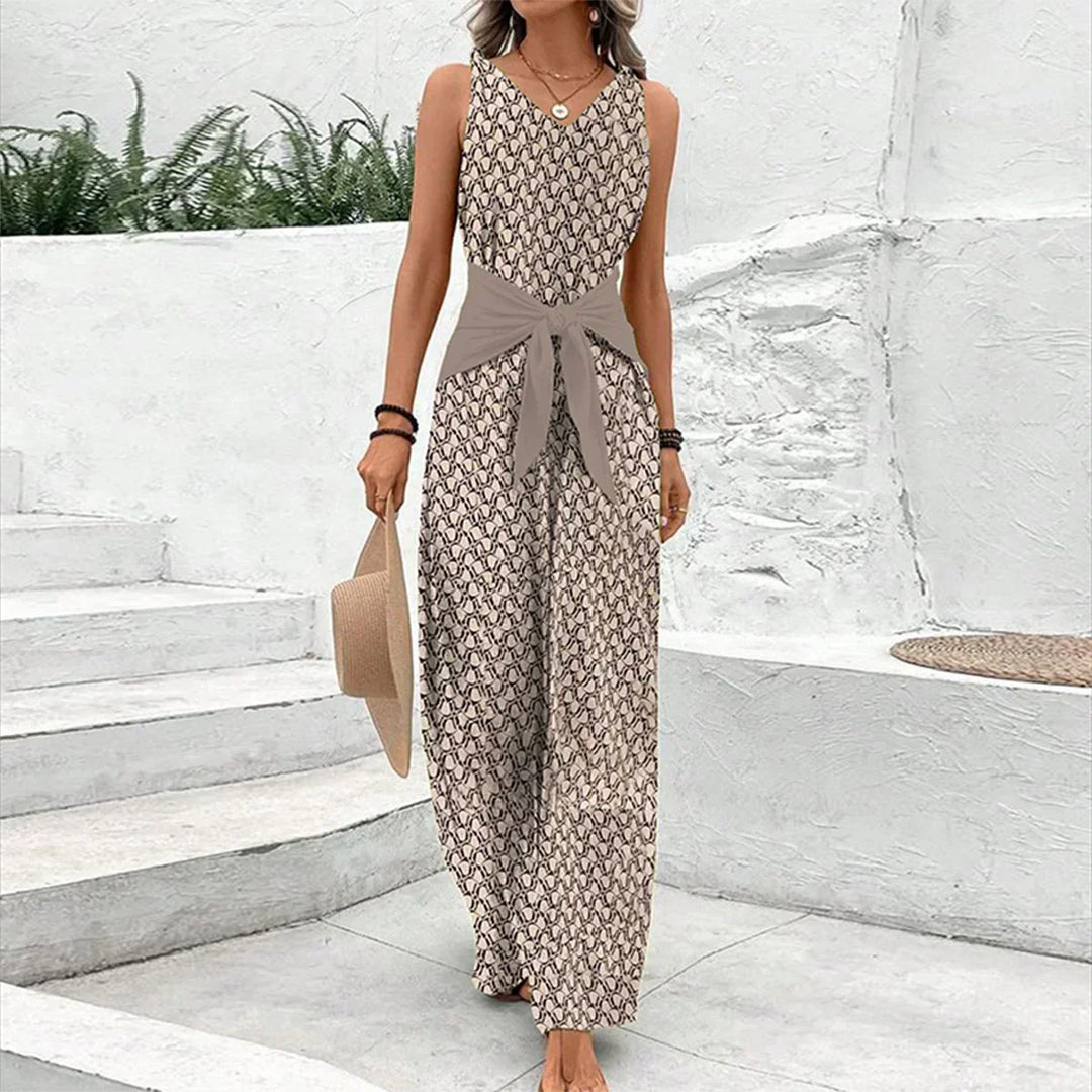 Elena | Femininer ärmelloser Jumpsuit mit Rundhals