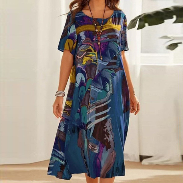 Nora | Bequemes geblümtes Kleid mit V-Ausschnitt