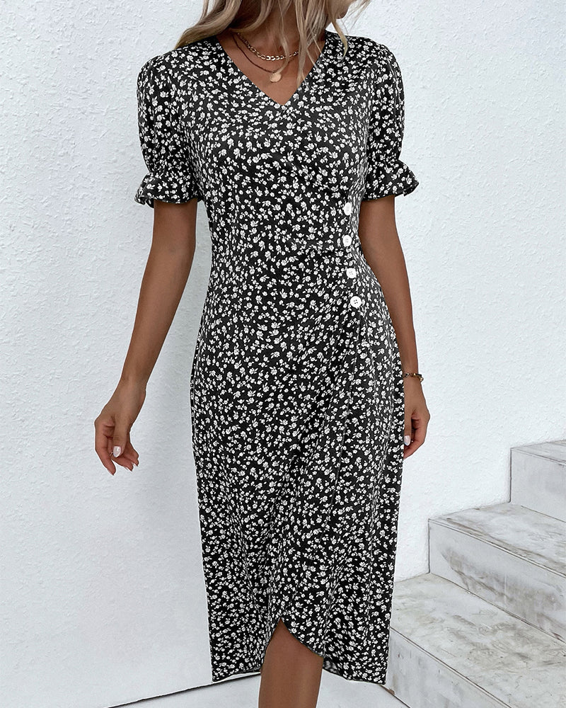 Daya Feines Kleid mit Knöpfen für besondere Anlässe