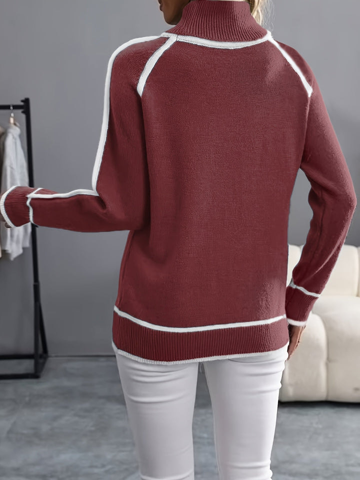 Nina | Feiner Strickpullover mit hohem Kragen