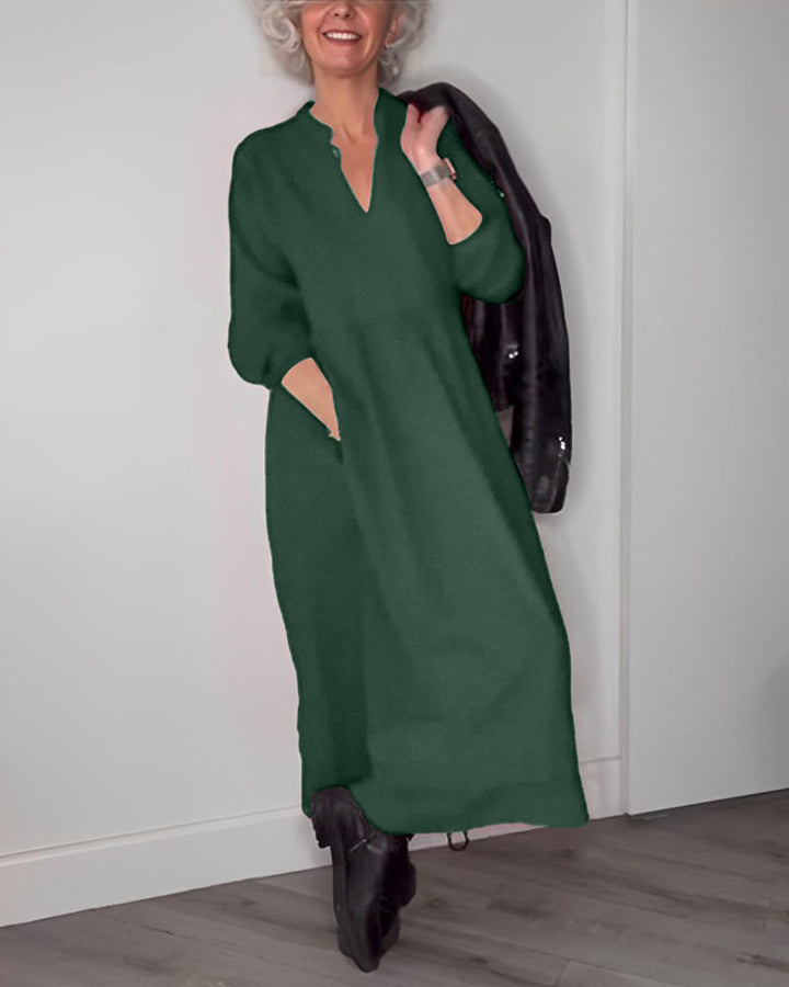 Tina | Langes Kleid mit eleganten Taschen für Damen