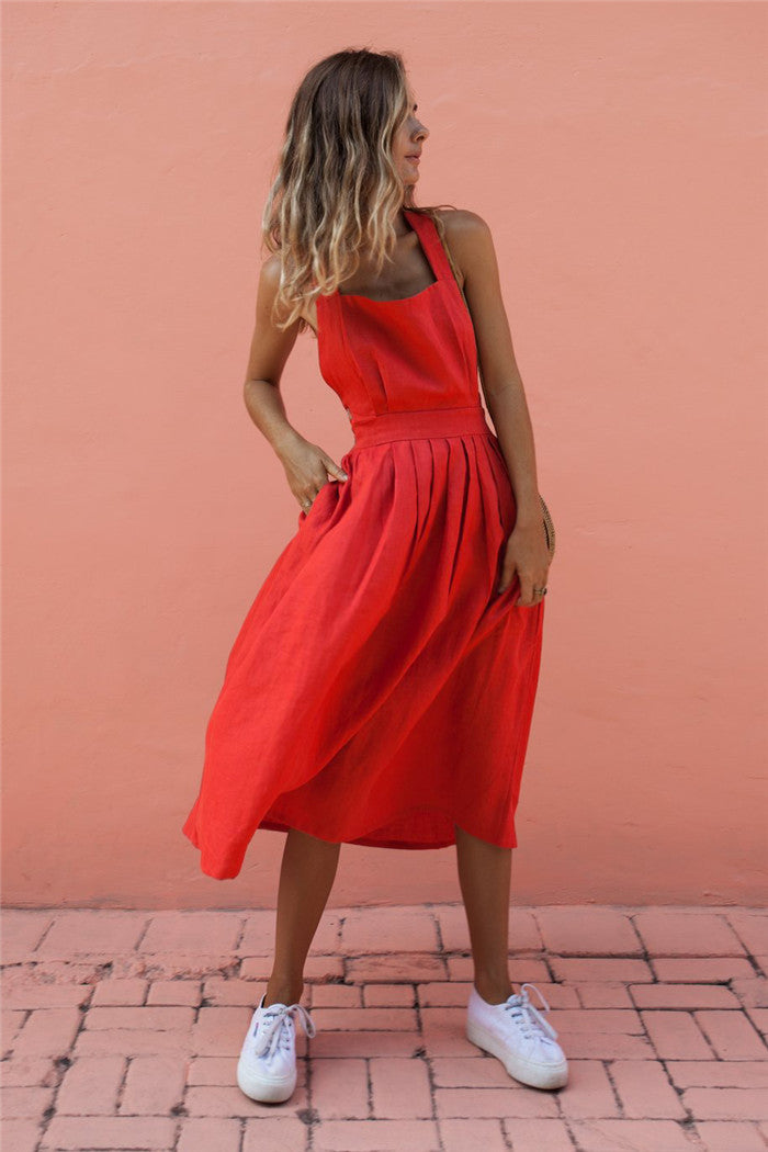Rückenfreies Sommerkleid mit Spitzeneinsatz