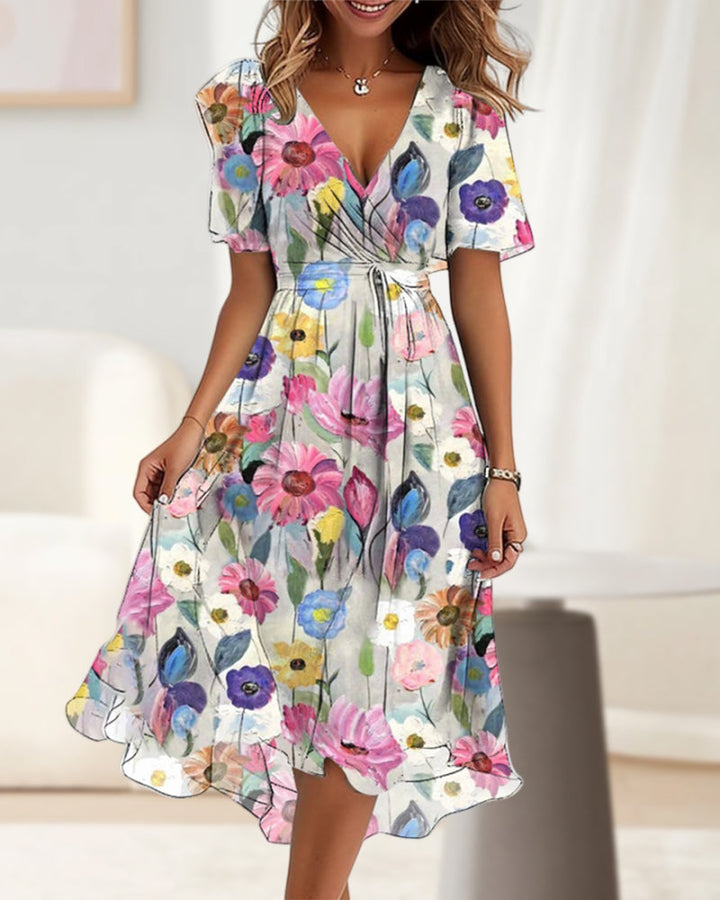 Emma | Elegantes farbenfrohes Kleid mit Blumendruck