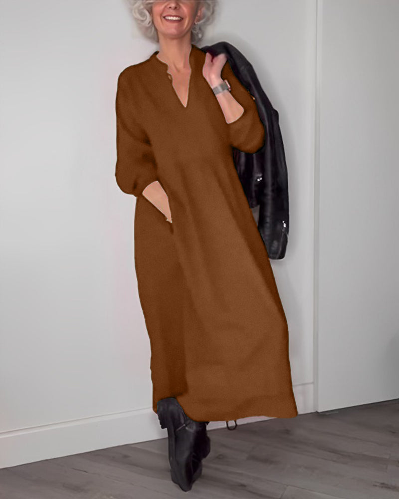 Tina | Langes Kleid mit eleganten Taschen für Damen