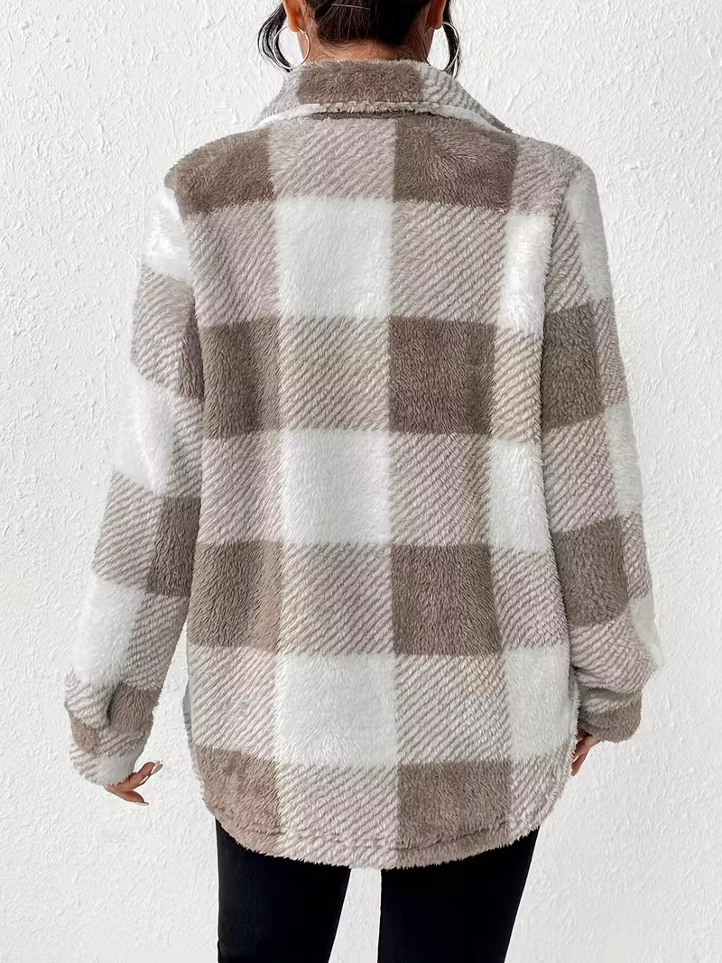 Nora | Kuschelige Karo Fleecejacke für Damen