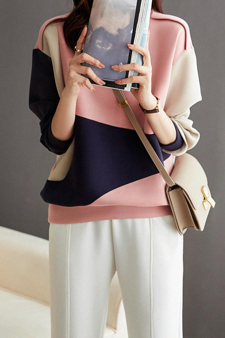 Rundhalsausschnitt Drop Shoulder Bi-Color Sweatshirt