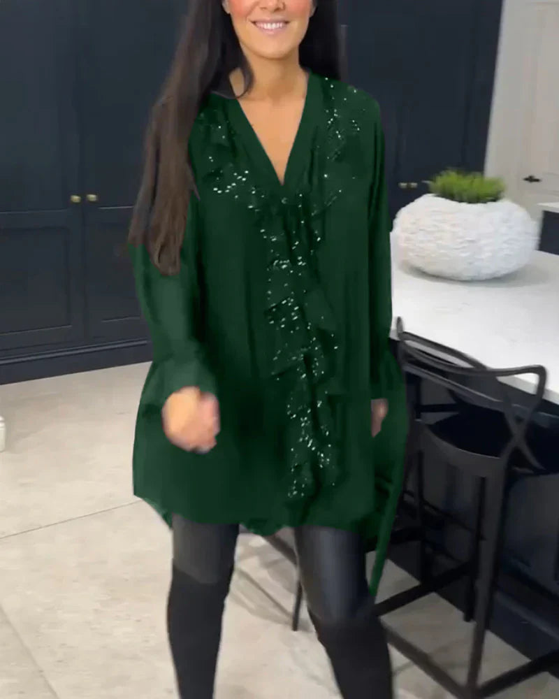 Elena | Damenbluse mit zartem Volantbesatz