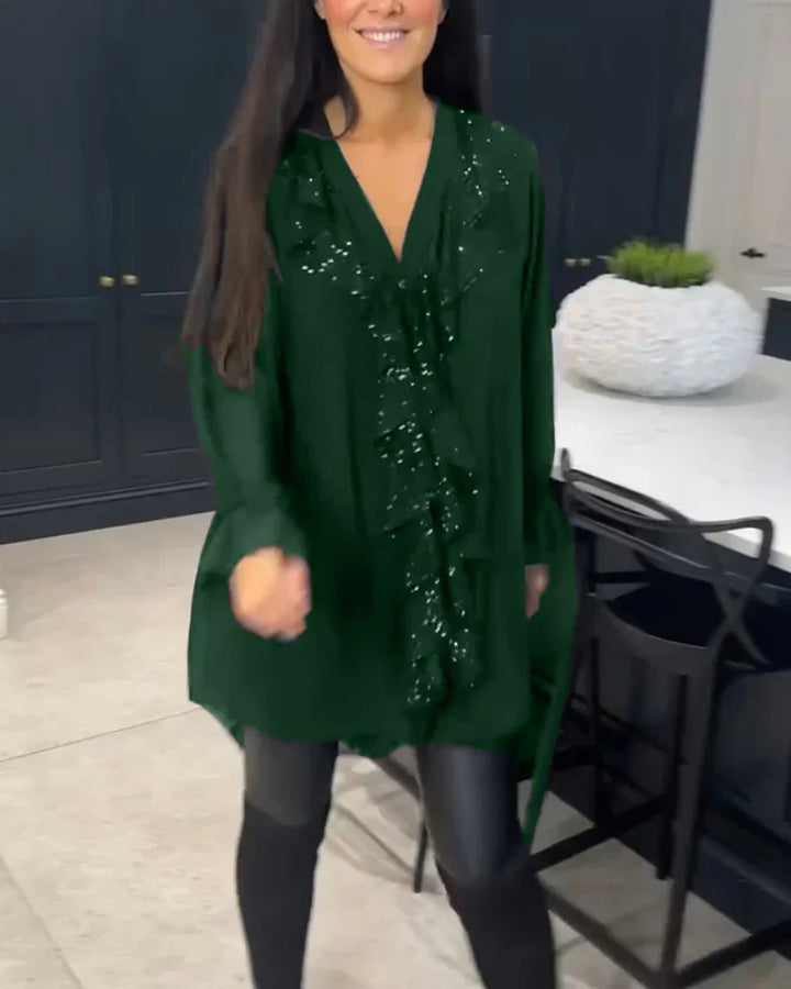 Elena | Damenbluse mit zartem Volantbesatz