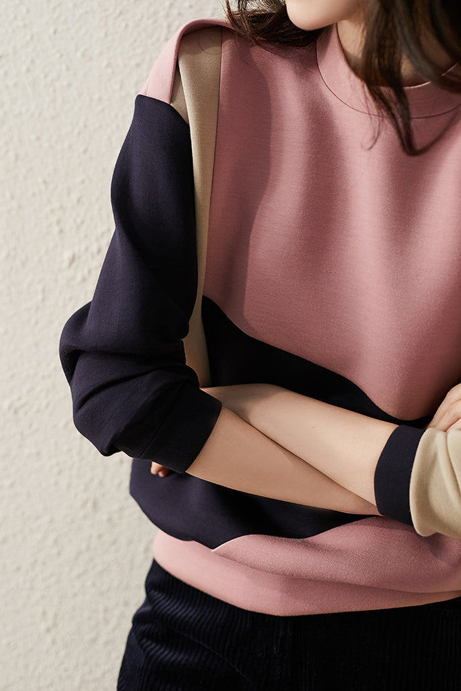 Rundhalsausschnitt Drop Shoulder Bi-Color Sweatshirt
