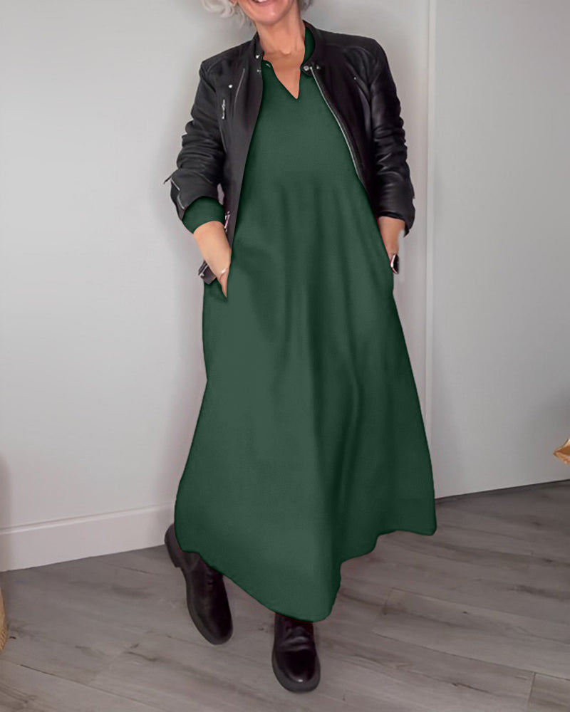 Tina | Langes Kleid mit eleganten Taschen für Damen