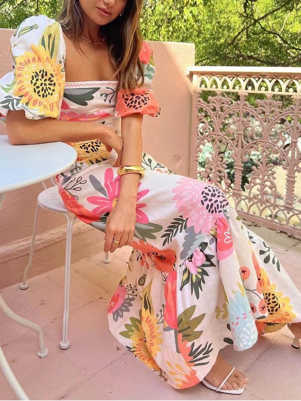 Helga Maxikleid mit Blumendruck für besondere Sommermomente