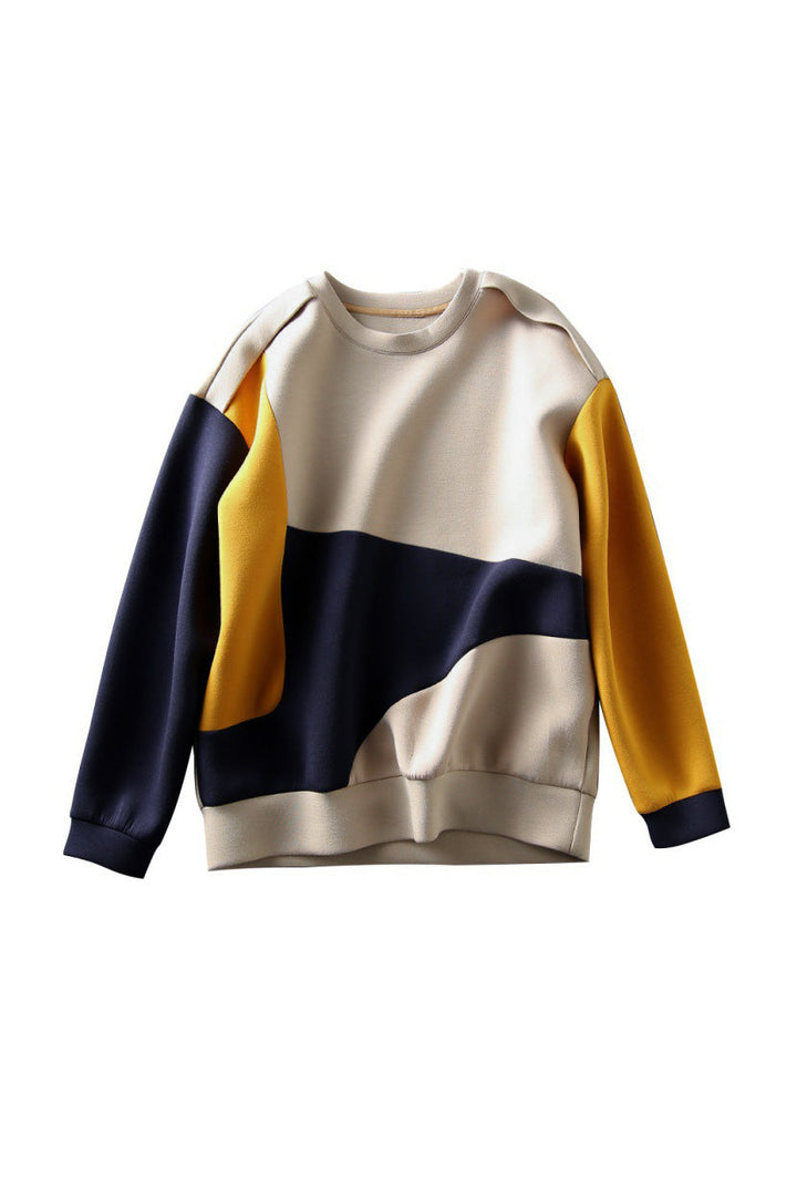 Rundhalsausschnitt Drop Shoulder Bi-Color Sweatshirt