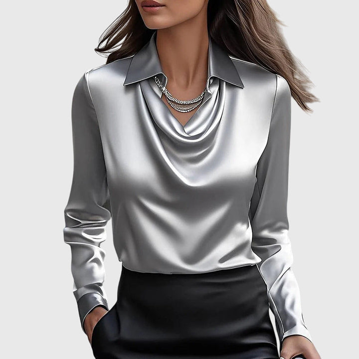 Isabella | Luxuriöse Bluse mit plissiertem Ausschnitt