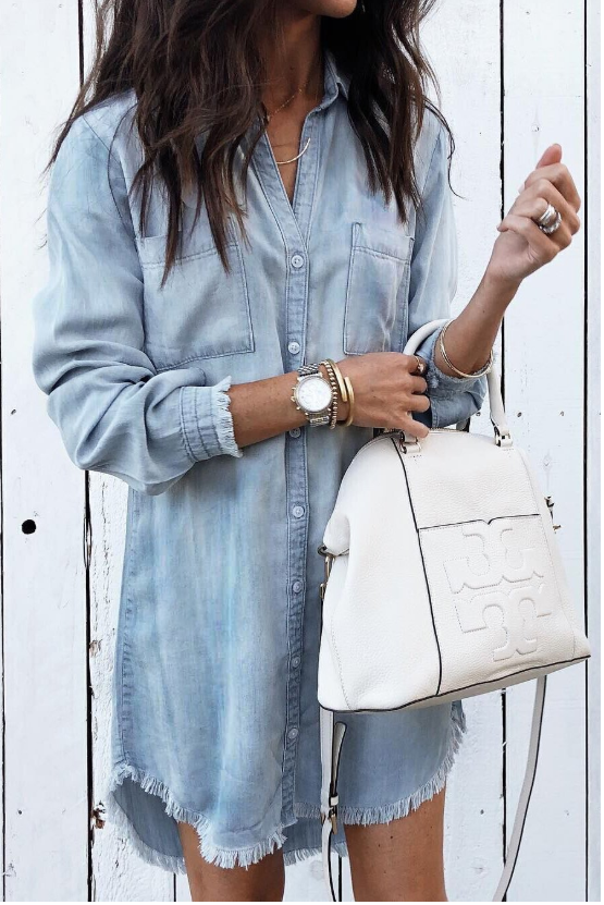 Denim-Hemdkleid mit lässiger Waschoptik