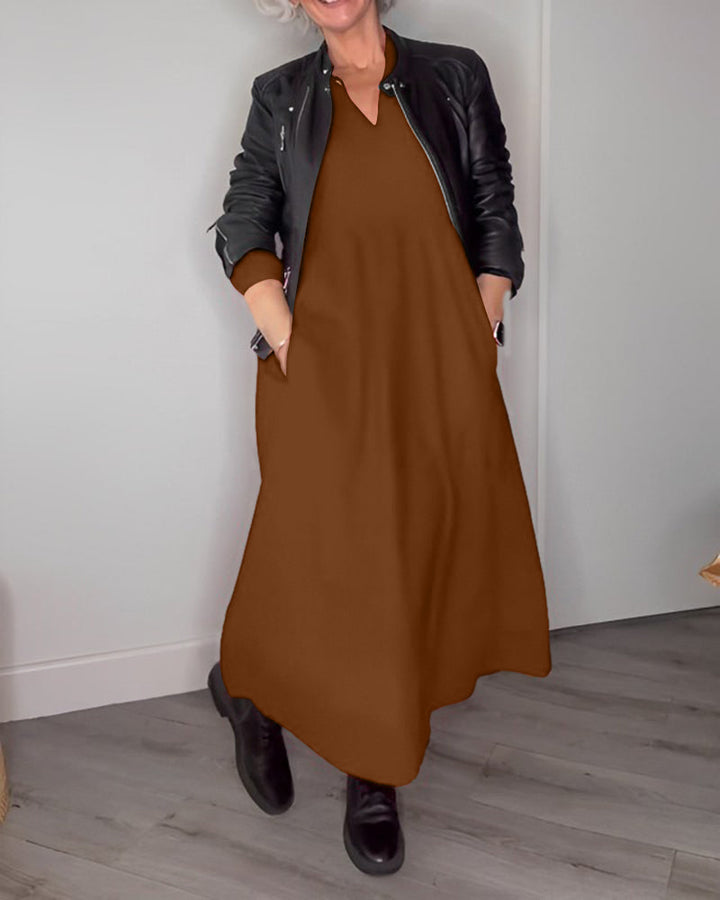 Tina | Langes Kleid mit eleganten Taschen für Damen