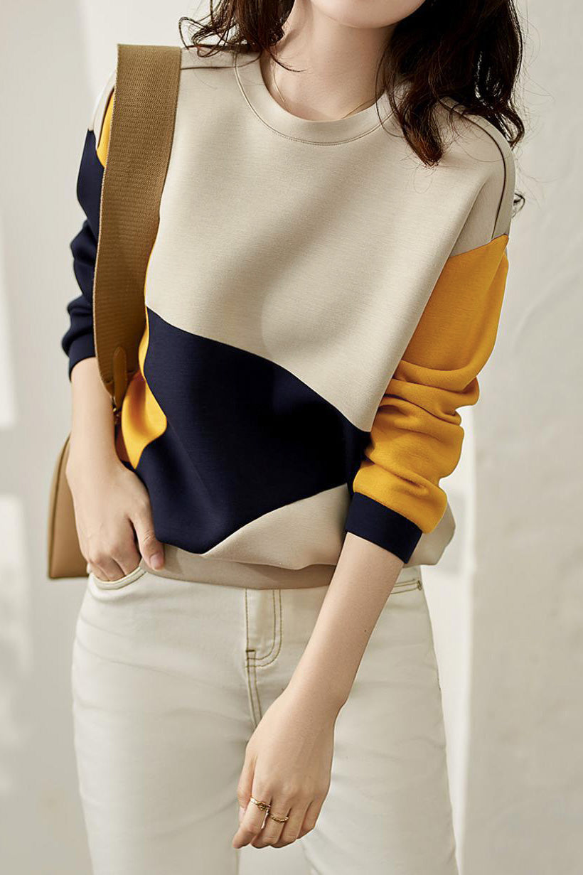 Rundhalsausschnitt Drop Shoulder Bi-Color Sweatshirt