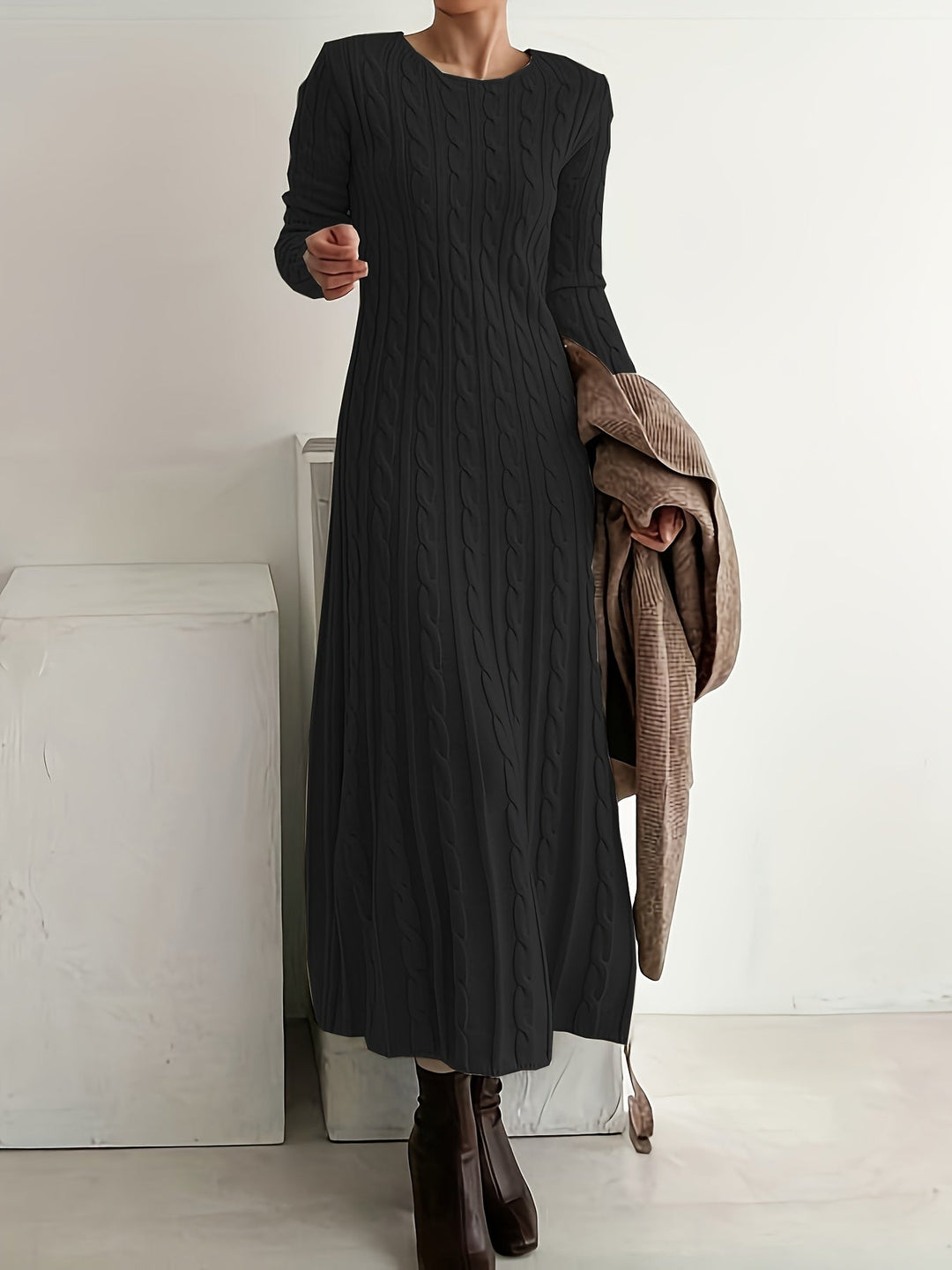 Isabella | Elegantes Damen Maxikleid Stricklook