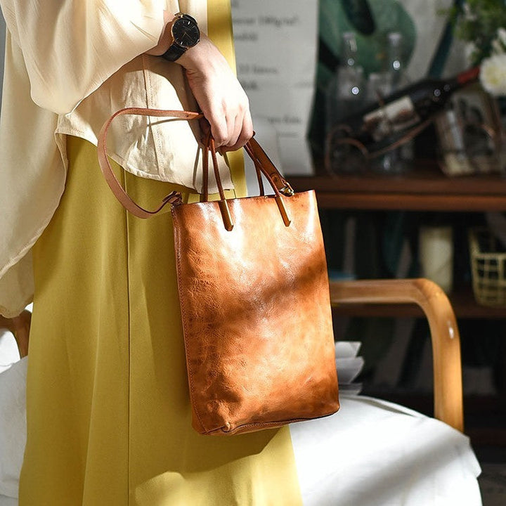 Minimalistische Leder-Umhängetasche im Retro-Stil für Damen