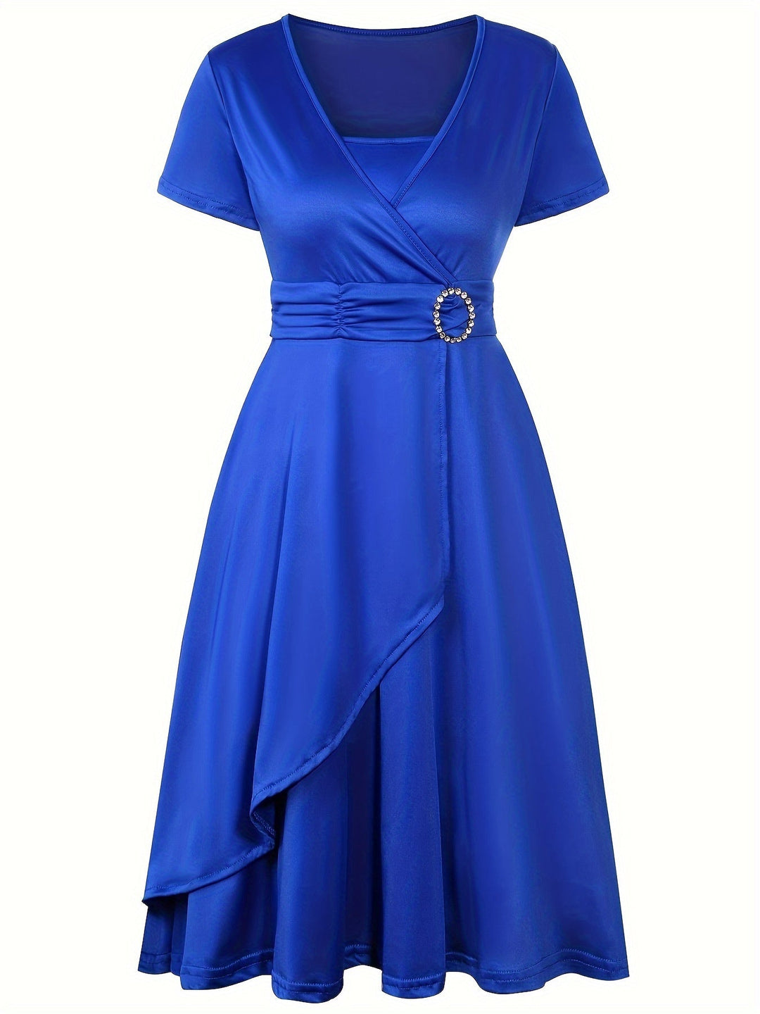 Elisa | V-Ausschnitt Midikleid mit asymmetrischem Saum