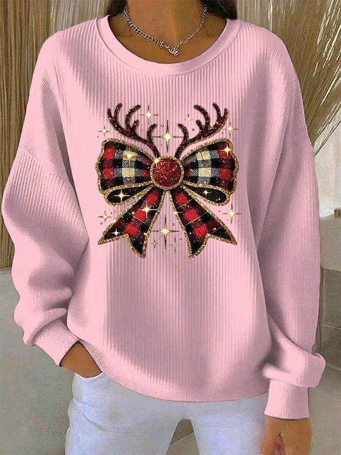 Emma | Lässiger Weihnachts-Pullover Mit Schleifenmotiv