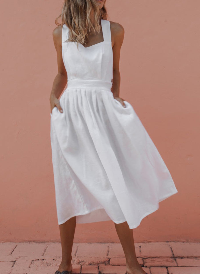 Rückenfreies Sommerkleid mit Spitzeneinsatz