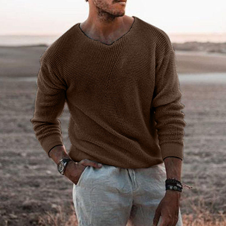 Finn | Pullover mit V-Ausschnitt und Waffelmuster