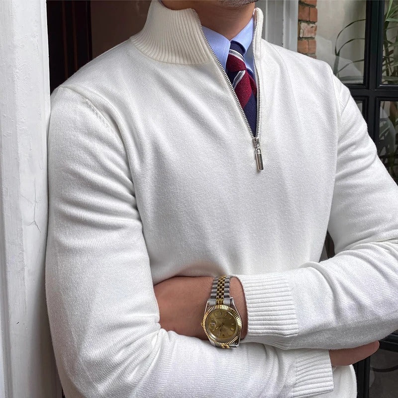 Lorenzo | Klassischer Pullover mit praktischem Reißverschluss