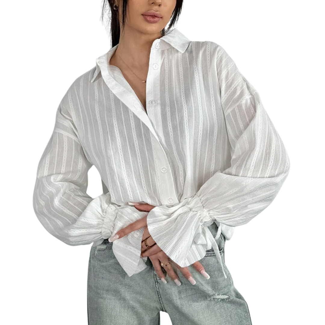 Mirela | Gestreifte Bluse mit Bindemanschetten