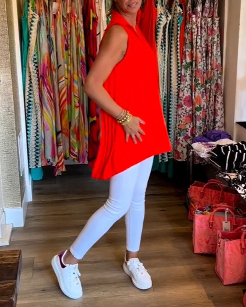 Sophia | Ärmelloses Top mit Rüschen und Revers