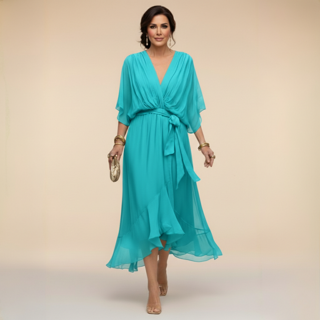 Lena | Chiffonkleid mit V-Ausschnitt für Damen