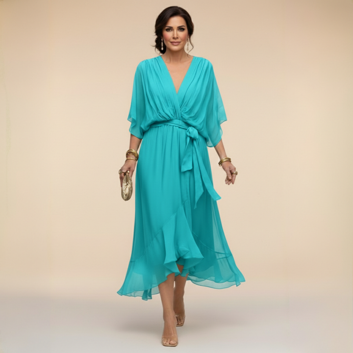 Lena | Chiffonkleid mit V-Ausschnitt für Damen