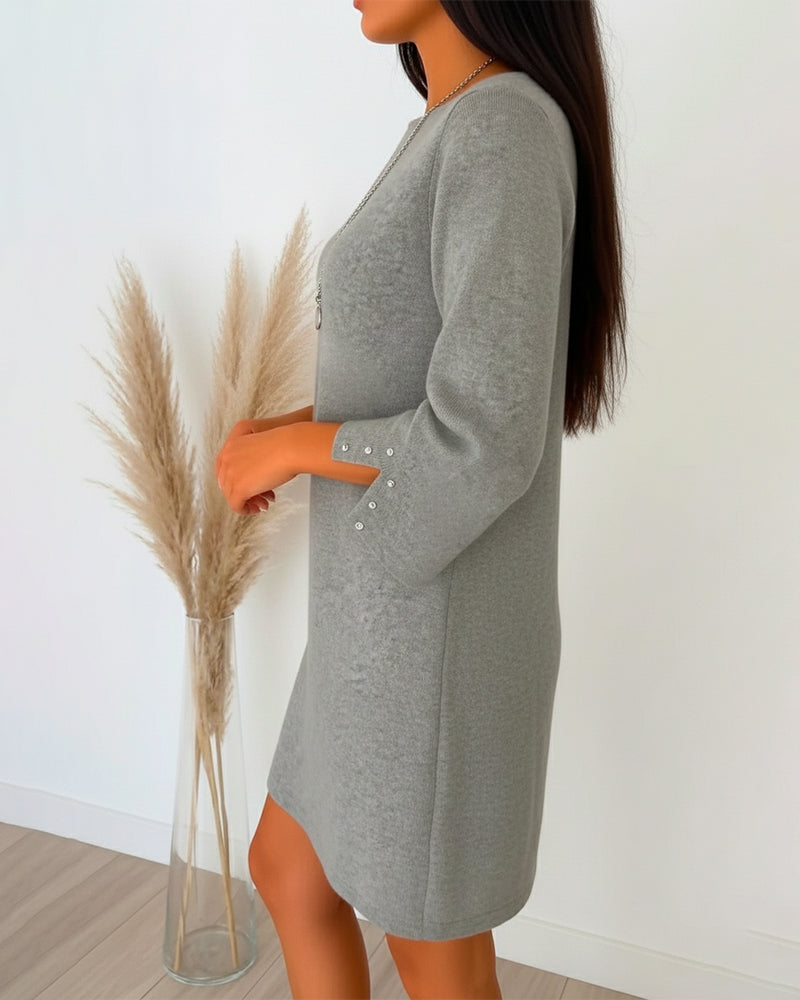 Leonie | Modernes Kleid Damen gerade Silhouette & Ärmel