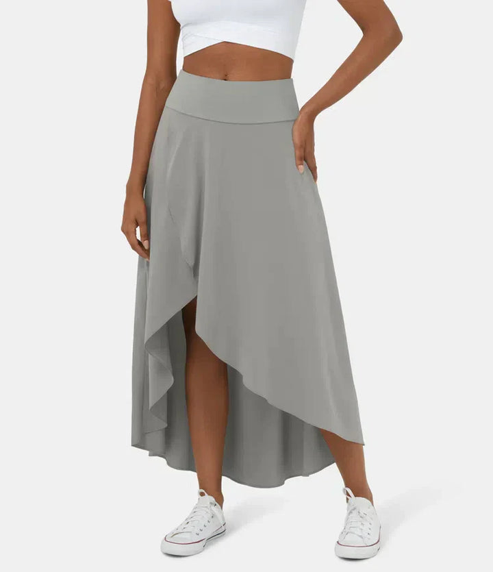 2-in-1 Midirock mit Rüsche und hoher Taille