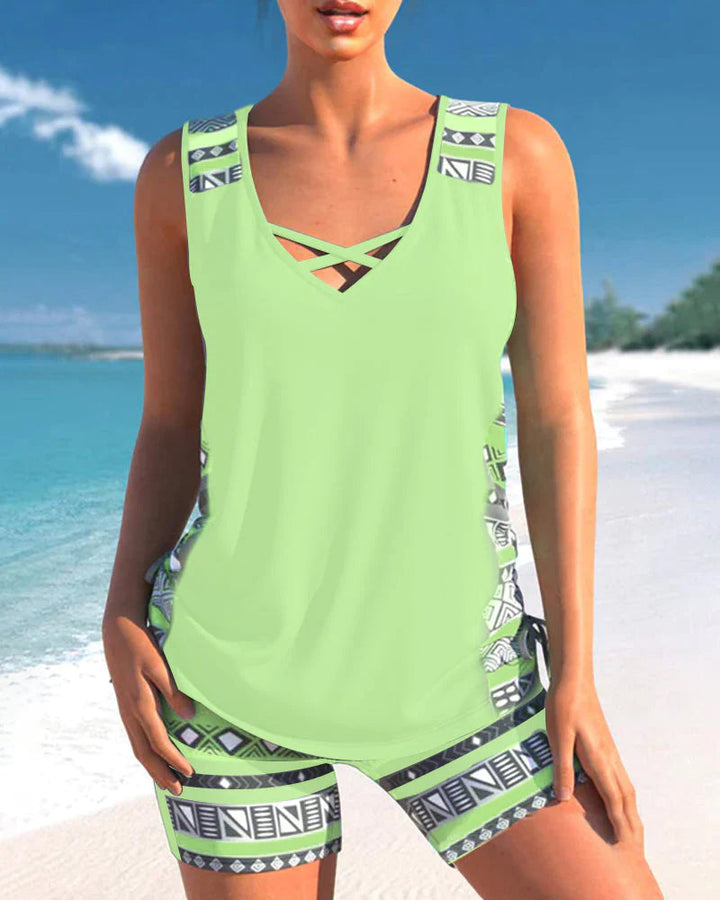 Mia | Tankinis mit geometrischem Druck und V-Ausschnitt