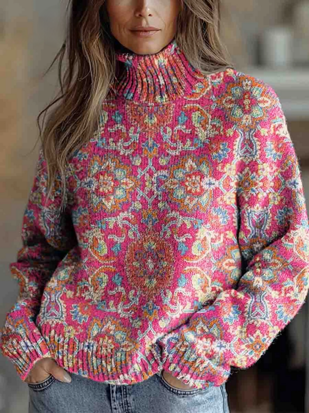 Leonie | Damen Pullover Retro floral modern & elegant