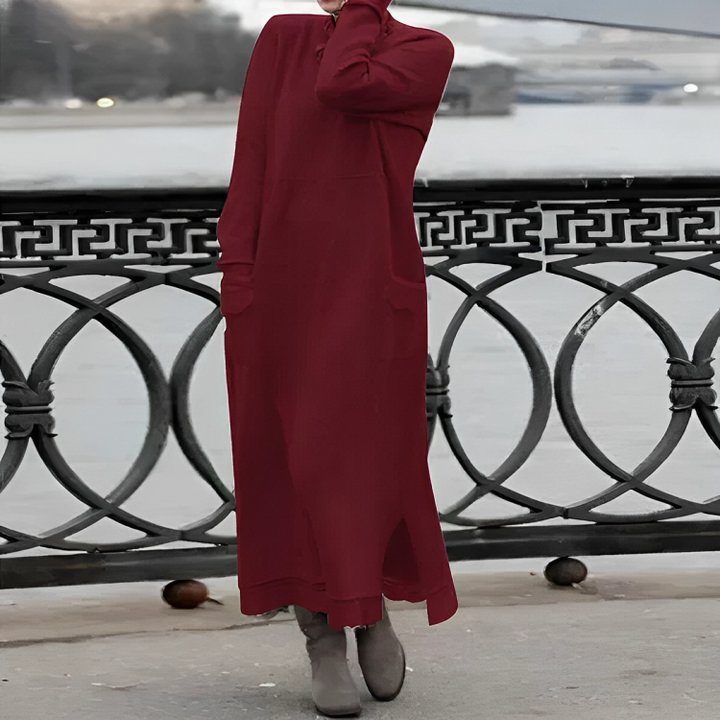 Mira | Langes Strickkleid Damen modern und lässig