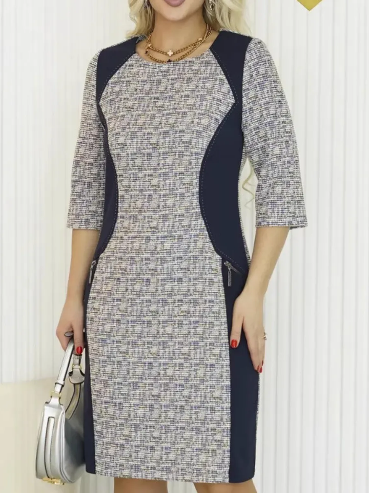 Paula | Elegantes Midi-Kleid Damen mit Musterlook