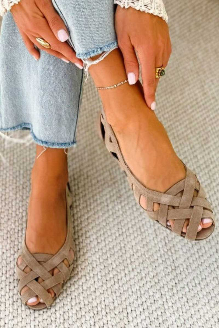Lina | Flache Geflochtene Sandalen Damen Chic