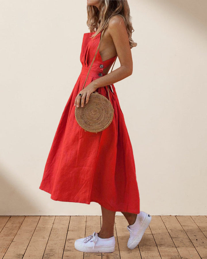 Rückenfreies Sommerkleid mit Spitzeneinsatz