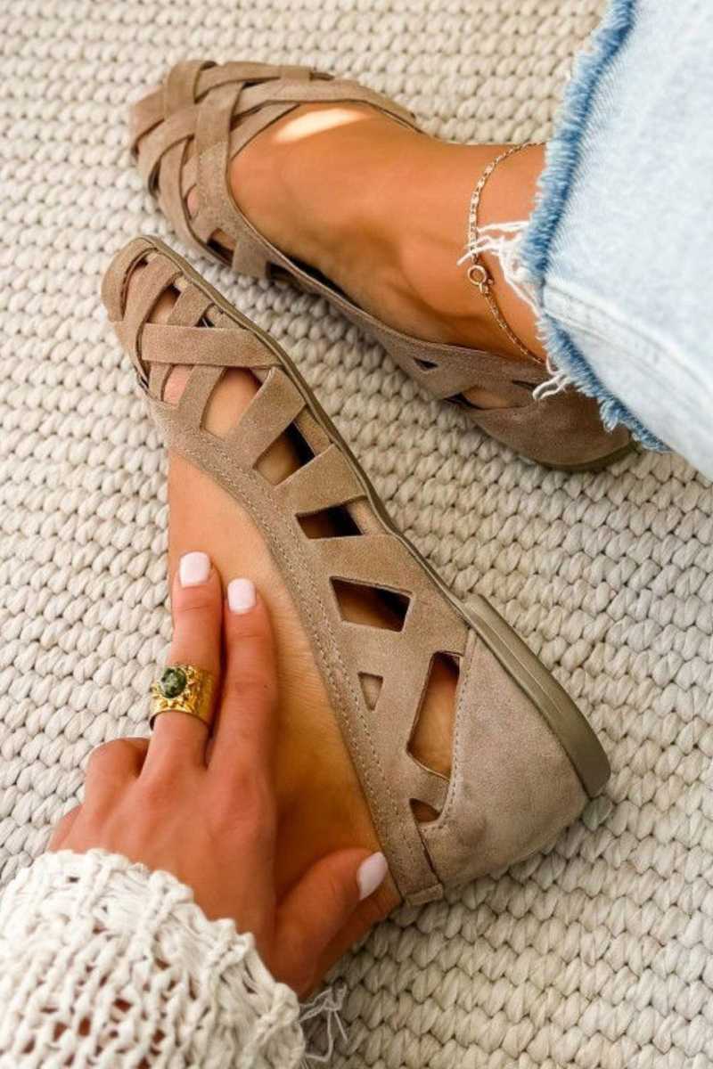 Lina | Flache Geflochtene Sandalen Damen Chic