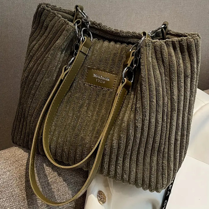 Olivia | Luxury Corduroy Tote Tasche für Alltag und Büro