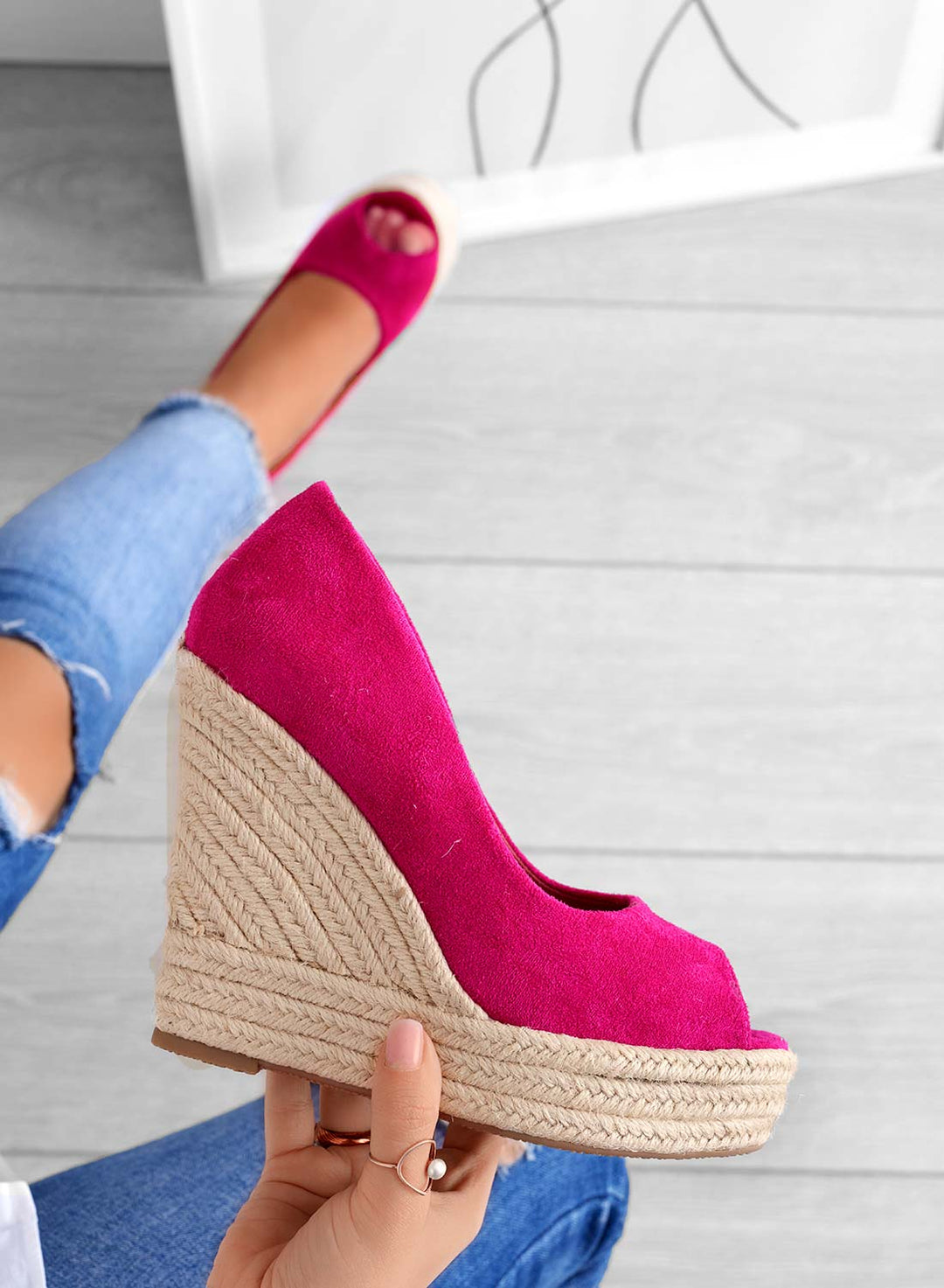 CLARA | Wildleder Espadrilles mit Keilabsatz