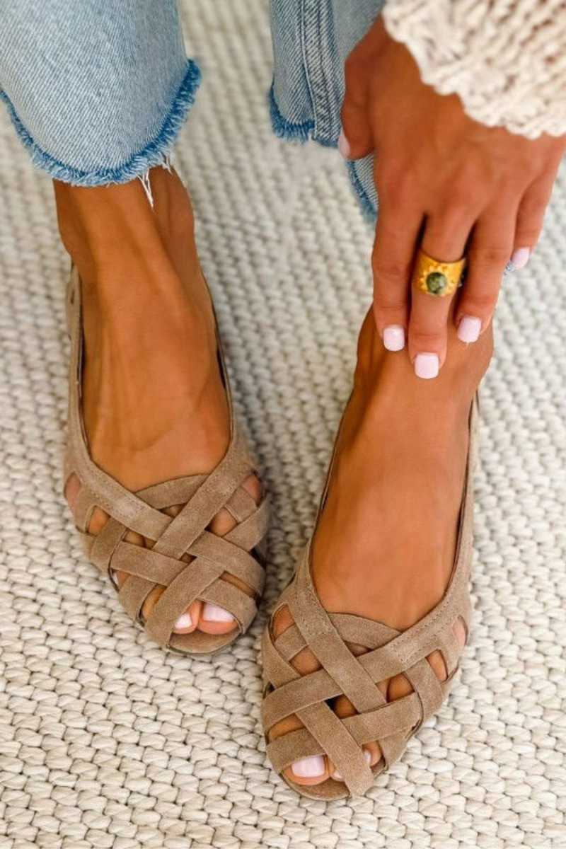 Lina | Flache Geflochtene Sandalen Damen Chic