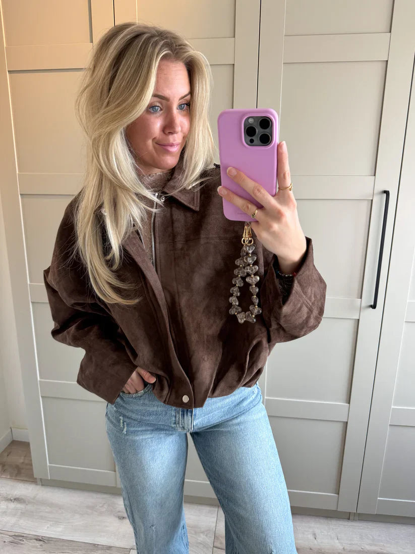 Melina | Schicke Wildlederjacke mit Knopfleiste