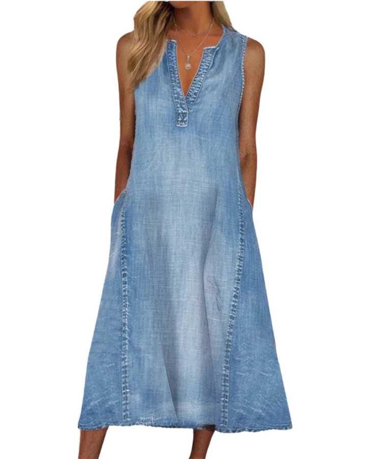 Nelia | Bequemes Denimkleid mit klassischer Linie