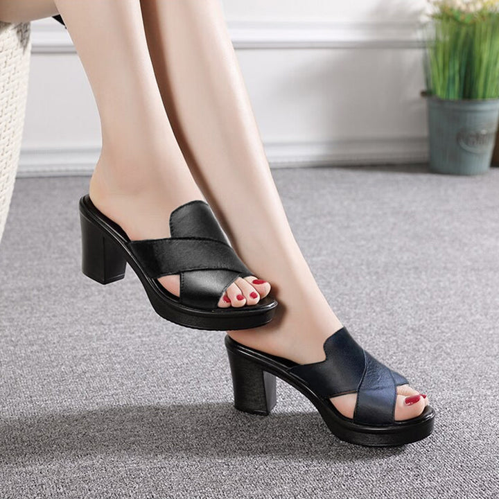 Damen | Sandalen mit hohem Absatz und Plateau