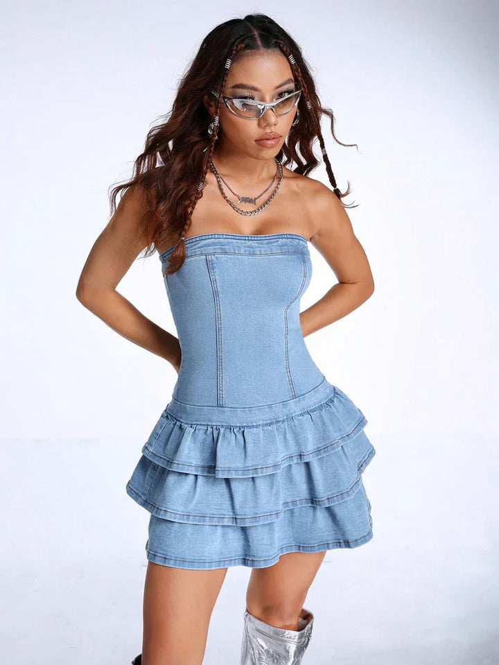 Emelia | Rüschenkleid aus Denim mit Charme
